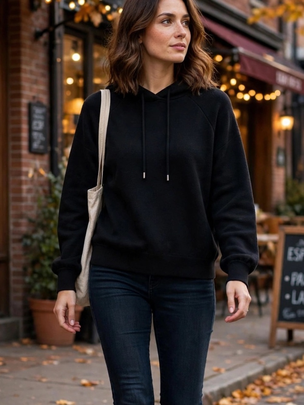 Twik Hoodie Womens M Black Knit Pullover Drawstring Ribbed Hem Simons Cozy